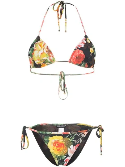 Dolce & Gabbana Mixed Floral String Bikini In Hnt41 Multicoloured