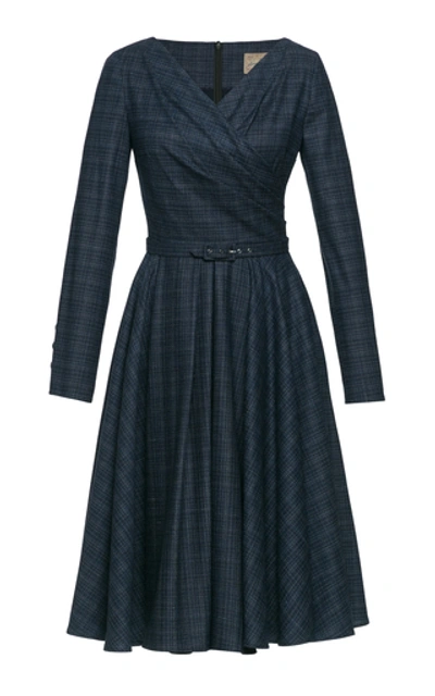 Lena Hoschek Legacy Grid Wool-blend Dress In Blue
