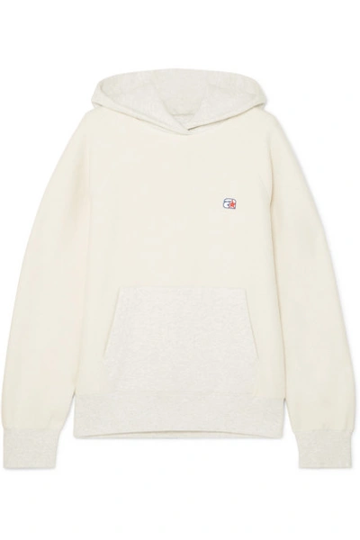 Alexander Wang T Paneled Wool And French Cotton-blend Terry Hoodie In Ecru