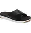 Ugg Kari Leather/suede Cross-band Slide Sandal In Black