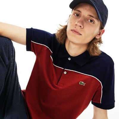 Lacoste Men's Regular Fit Cotton Polo In Brown,navy Blue