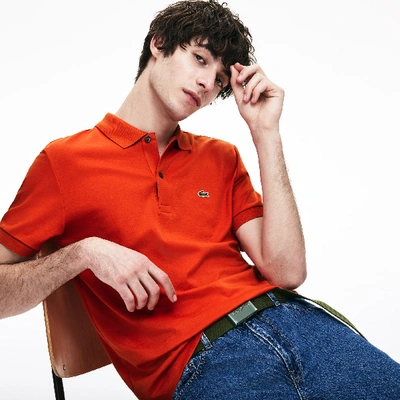 Lacoste Men's Regular Fit Lightweight Cotton Polo In Orange