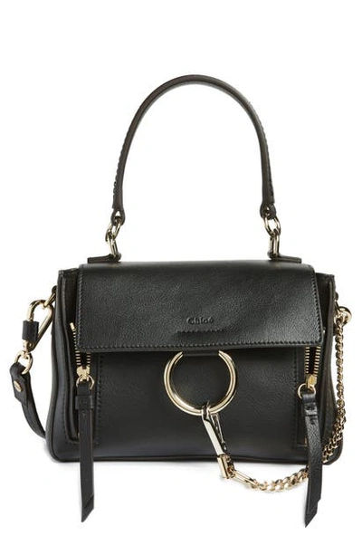 Chloé Faye Day Small Black Grained Leather Shoulder Bag