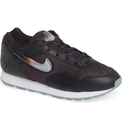 Nike Outburst Leather Trainer Sneakers In Oil Grey/ White/ Obsidian Mist