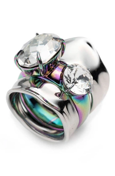 Alexis Bittar Liquid Crystal Stacked Rings, Set Of 2 In Silver