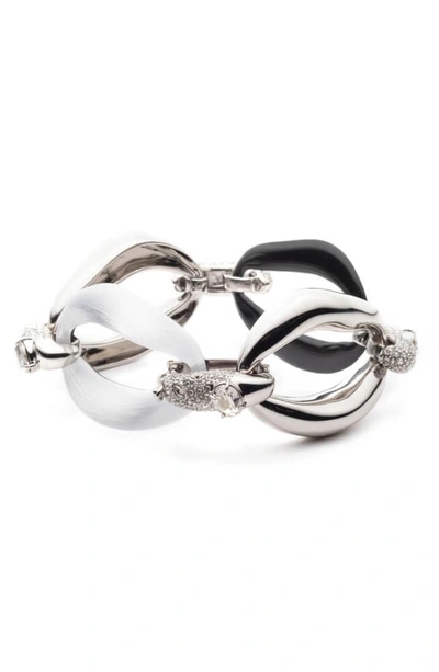 Alexis Bittar Crystal Encrusted Soft Link Bracelet In Silver