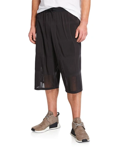 Y-3 Men's Patchwork Mesh Basketball Shorts In Black