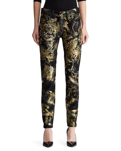 Ralph Lauren 400 Matchstick Jeans With Crystal Embroidery In Black