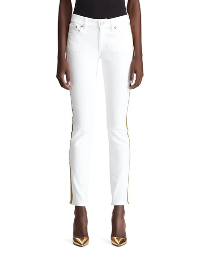 Ralph Lauren 160 Tux-stripe Skinny Jeans In White