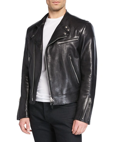 Tom Ford Men's Short Leather Biker Jacket In Black