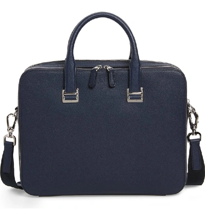 Dunhill Cadogan Leather Double Document Case In Navy