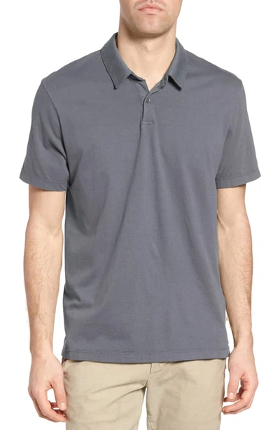 James Perse Slim Fit Sueded Jersey Polo In North Pigment Grey
