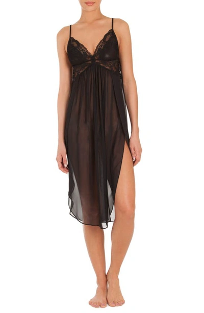 In Bloom By Jonquil Chiffon Long Chemise In Black