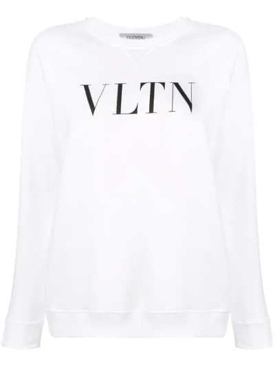 Valentino Vltn-print Stretch-cotton Sweatshirt In White