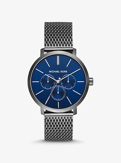 Michael Kors Blake Gunmetal Mesh Bracelet Watch, 42mm In Blue/gray