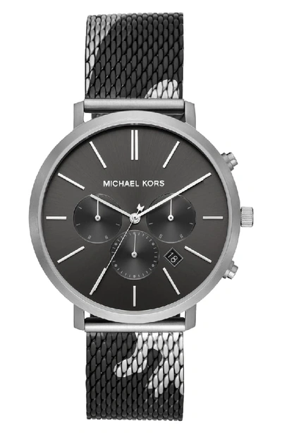 Michael Kors Blake Camouflage Mesh Bracelet Watch, 42mm In Grey Camo/ Black/ Silver