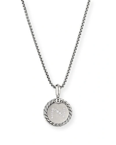 David Yurman Women's Cable Collectibles Sterling Silver & Pavé Diamond Initial Pendant Necklace In Initial N