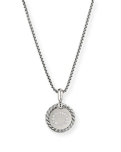David Yurman Sterling Silver Cable Collectibles Initial Charm Necklace With Diamonds, 18 In O/silver