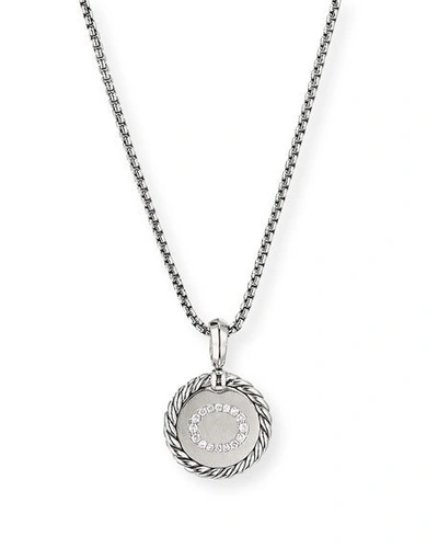 David Yurman Sterling Silver Cable Collectibles Initial Charm Necklace With Diamonds, 18 In Initial O