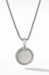 David Yurman Sterling Silver Cable Collectibles Initial Charm Necklace With Diamonds, 18 In D/silver