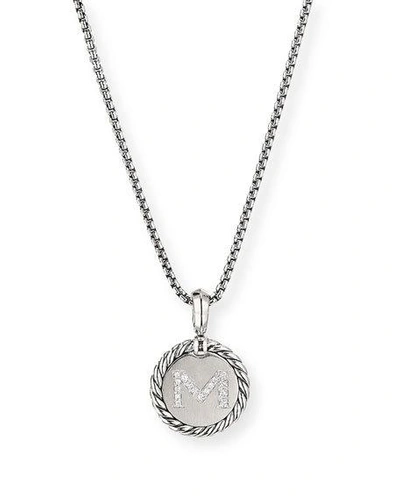David Yurman Sterling Silver Cable Collectibles Initial Charm Necklace With Diamonds, 18 In M/silver