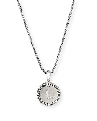 David Yurman Women's Cable Collectibles Sterling Silver & Pavé Diamond Initial Pendant Necklace In L/silver