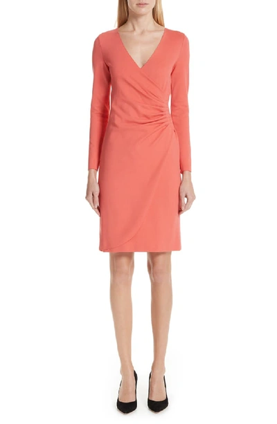 Emporio Armani Long-sleeve Ruched Milano Jersey Dress In Pink