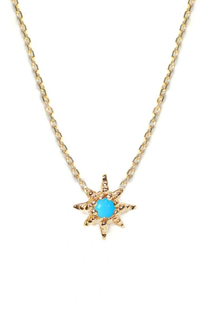 Anzie Starburst Turquoise Pendant Necklace In Gold