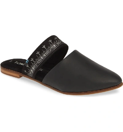 Toms Jutti Embroidered Mule In Black Embroidered Leather