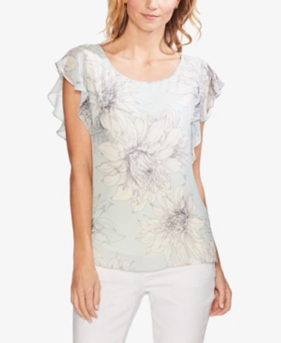 Vince Camuto Pagoda Blossoms Flutter Sleeve Blouse In Morning Dew