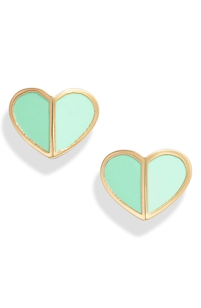 Kate Spade Small Heart Stud Earrings In Mint