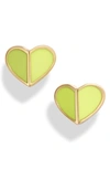 Kate Spade Heart Stud Earrings In Flo Yellow
