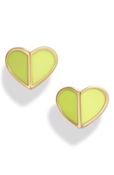 Kate Spade Heart Stud Earrings In Flo Yellow