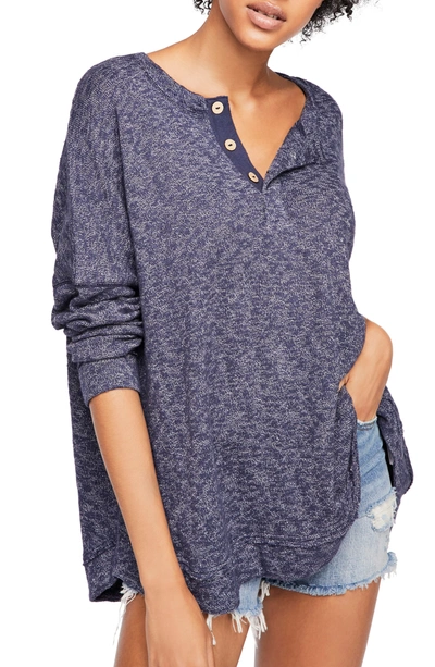 Free People Sleep To Dream Knit Top In Navy