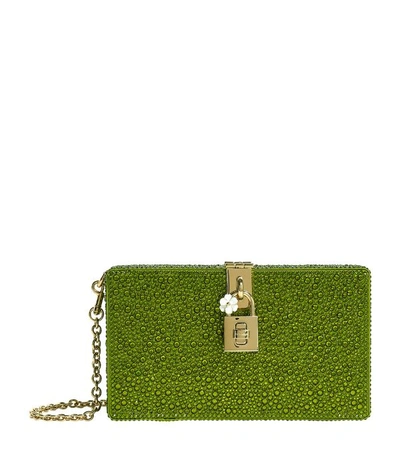 Dolce & Gabbana Dolce Box Rhinestone-embellished Clutch In Green