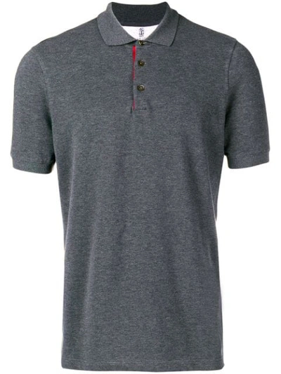 Brunello Cucinelli Contrast Detail Polo Shirt In Grey