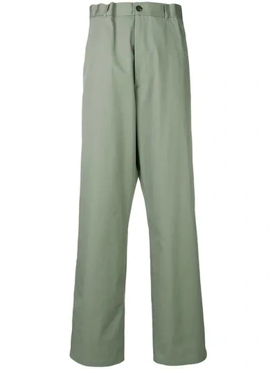 Maison Margiela Loose-fit Cotton Trousers In Green