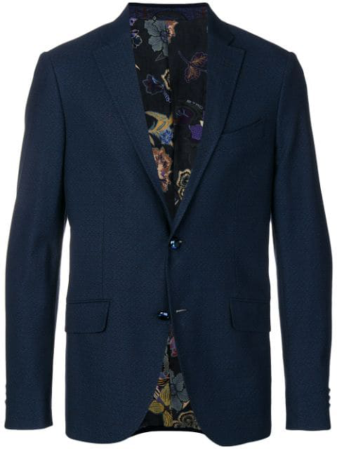Etro Embellished Button Blazer In Blue | ModeSens