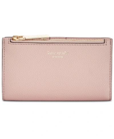 Kate Spade New York Small Slim Leather Bifold Wallet In Pale Vellum Pink/gold