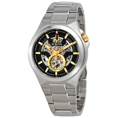 Bulova Men's Automatic Maquina Stainless Steel Bracelet Watch 46mm In Black,gold Tone,silver Tone,yellow
