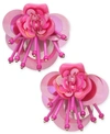 Kate Spade Sequin & Bead Leather Flower Statement Earrings In Pink