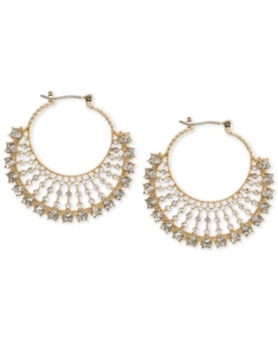 Marchesa Gold-tone Crystal Fan Small Hoop Earrings S