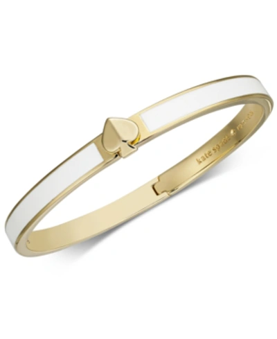 Kate Spade Gold-tone & Colored Enamel Spade Bangle Bracelet In White