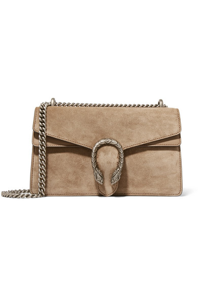 Gucci Dionysus Small Suede And Leather Shoulder Bag In Beige | ModeSens