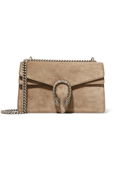 Gucci Dionysus Small Suede And Leather Shoulder Bag In Beige