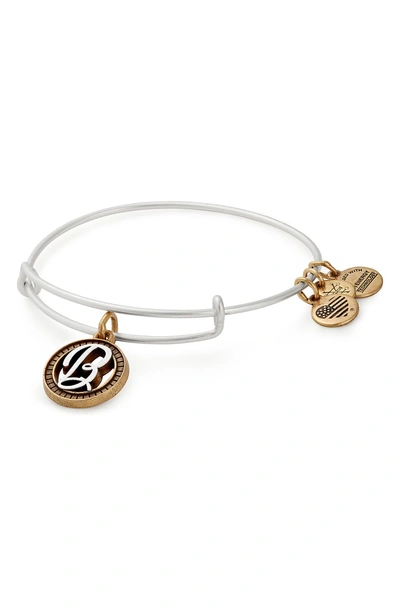 Alex And Ani Two-tone Initial Charm Expandable Bracelet In Two-tone-b