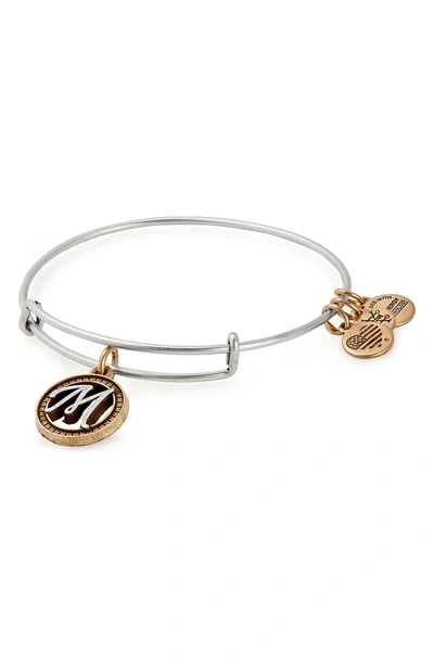 Alex And Ani Two-tone Initial Charm Expandable Bracelet In Two-tone-m