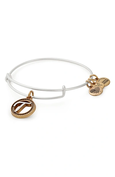 Alex And Ani Two-tone Initial Charm Expandable Bracelet In Two-tone-t