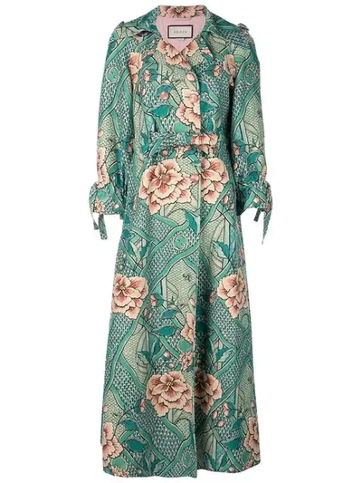 Gucci Loraine Floral-print Linen And Cotton-blend Coat In Multi