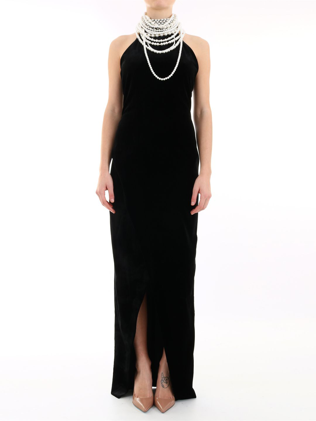 balmain pearl necklace dress